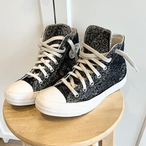 Converse All Star Black and Silver High Top Sneakers - Size US 7 / UK 5